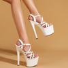 Suministro Directo de Fábrica de Zapatos En Stock a Largo Plazo Modelo Romano Americano Pasarela Pole Dance Sandalias de Tacón de 17 cm