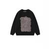 Suéter Pulôver Gola Redonda com Grafite de Letras de Inverno Moda Casual Solto Versátil Par de Tricô