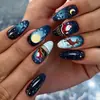 Moda Navideña Estilo Ins Europeo Americano Punta Redonda Forma de Almendra Serie Navideña Arte de Uñas Popular Europeo Americano Más Vendido Uñas Postizas