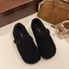 Zapatos de Algodón Cálidos de Invierno de Felpa Versátiles de Alto Valor Zapatos Blancos de Piel Planos Zapatos de Mujer Mocasines 2026 Felpa