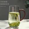 Taza de té verde con mango de nogal y forma de mono japonés Kui, taza de agua de vidrio de borosilicato resistente al calor, taza de té de flores, taza de vidrio para oficina