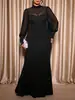 Comercio exterior transfronterizo europeo y americano talla grande otoño 2026 nuevo elegante vestido largo de color liso con cuello alto