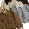 Abrigo peludo retro coreano de invierno para mujer, top corto estilo Maillard