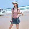 Traje de baño conservador para estudiante mujer Nuevo falda dividida Piscina Cubre abdomen y adelgazante Dos piezas Deportivo Talla extra Traje de baño para mujer