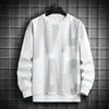 Sudadera para hombre transfronteriza para primavera y otoño 2026, nueva camiseta de manga larga de moda, versátil casual holgada de cuello redondo para hombre talla grande