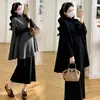 Nuevo Vestido de Maternidad Otoño/Invierno 2026: Capa de Punto Gruesa Elegante para Mujer + Vestido Largo de Maternidad