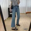 Calça Jeans Flare de Cintura Alta Emagrecedora, Calça de Verão Fina, Calça Flare Slim Fit, Calça de Gelo com Elasticidade Quatro Vias, Calça Macia de Tencel