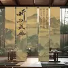 Nova cortina de gaze estilo Zen chinês para sala de chá, tecido para pendurar com pintura de paisagem e caligrafia, cortina divisória para uso comercial, cortina de gaze decorativa e cortina para pendurar