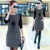 Vestido de Mujer Otoño/Invierno 2025 Invierno Falso Dos Piezas Talla Grande Estilo Coreano Largo Medio Forrado de Felpa Grueso Vestido Sudadera Moderno Mayoreo