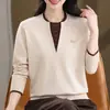 Blusa de Tricô Elegante para Mães de Meia-Idade - Nova Moda 2026 - Suéter Básico de Primavera e Outono para Mulheres de Meia-Idade