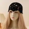 Gorro de Ganchillo Hecho a Mano de Hilo de Algodón con Diseño Calado Transfronterizo, Sombrero Tejido Retro Artístico, Gorro de Cabeza de Lana Pastoral