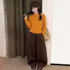 Conjunto de Otoño/Invierno para Niñas 2026 Nuevo Estilo Niños Medianos a Grandes Moda Elegante Suéter de Botones Colorido Pantalones con Estampado de Leopardo Conjunto de Tres Piezas