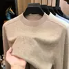 Suéter de lana cepillada estilo Old Money con mezcla de seda, nueva colección otoño/invierno 2026 para hombre, calibre 16, doble hilo de 43 count, suéter de cachemira de color sólido para hombre