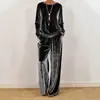 2025 Novo Outono/Inverno Feminino Casual Gola Redonda Suéter Manga Longa Calça Longa Veludo Multicolorido Conjunto Feminino
