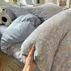 Juego de Cuatro Piezas de Hilo Tipo Nube Amigable con la Piel, Juego de Tres Piezas Estilo Sábana, Ropa de Cama Tradicional Sábana Ajustable de Algodón Lavado