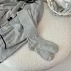 Calcetines de Primavera y Verano para Mujer, Estilo Japonés Ins de Moda, Color Sólido, Calcetines Largos, Lindos Calcetines de Color Crema, Calcetines para Pantorrilla Huecos de Doble Aguja, Calcetines Caídos