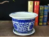 Maceta de Cerámica Jingdezhen con Plato, Maceta de Porcelana Azul y Blanca Extra Grande Hecha a Medida para Orquídeas Mariposa, Plantas Verdes y Orquídeas Ornamentales