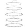 Joia de cruzamento europeia e americana conjunto requintado conjunto de 5 peças moda feminina tornozeleira ajustável empilhável pulseira joias femininas Atacado