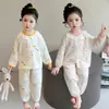 Pijama de Gasa de Algodón Puro para Niñas, Estilo Delgado, Conjunto de Ropa de Casa con Cárdigan de Manga Larga para Bebé Primavera y Otoño, Ropa Linda para Aire Acondicionado