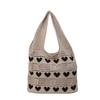 Cross-border New Hollow Knitted Bag Mulheres 2024 Novo Verão Handmade Knitted Underarm Bag Love Shoulder Knitted Bag