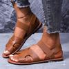 Sandalias Planas Casuales con Correa Tejida de Talla Europea Nueva Transfronteriza para Mujer, Comercio Exterior, Banda Elástica, Estilo Romano, Zapatos de Playa, Sandalias