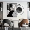 Pintura decorativa moderna de lujo para restaurante, con reloj, mural para sala de estar, mesa de comedor, pintura de pared combinada, fondo de belleza, pintura colgante de pared