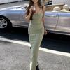 Nuevo Vestido de Tirantes Ajustado de Color Puro Estilo Puro Lustre para Mujer Verano Europeo y Americano Pg8618