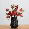 Novas Frutas Vermelhas Artificiais Estilo Americano com Folhas, Galhos de Frutas Cranberry Selvagem Pastoral Nórdico, Enfeites para Decoração de Casa