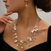 Colar e brincos femininos de temperamento multicamadas mistos com concha de cristal de moda transfronteiriça Europa e Estados Unidos (terno)