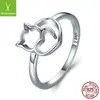 Pingente de prata original europeu e americano novo anel de animal gato de prata esterlina s925 personalidade diy anel de senhora anel anel anel