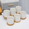 Maceta Blanca Maceta para Suculentas Transfronteriza Cerámica con Bandeja de Bambú Cilíndrica Simple para Interiores Maceta Blanca de Porcelana Pedido Personalizado Comercio Exterior