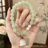 Pulsera de Jade Aventurina Natural, Pulsera de Jade Flor Trompeta de Aventurina Color Agua Clara, Joyería al por Mayor de Pulsera de Cuentas Redondas para Hombres y Mujeres