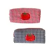 Bolsa de maquillaje de cuadros de tomate ins, bolsa de almacenamiento de brochas de maquillaje de alta gama, estuche de lápices de papelería para estudiantes de gran capacidad portátil
