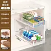 Cesta de armazenamento retrátil para armário prateleira de pia de cozinha organizador de garrafas de tempero tipo gaveta prateleira de armazenamento interno de armário