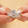 Anillo para mujer S925 plata de ley corona de alas en V 1 quilate boda moissanita joyería transfronteriza soporte vacío al por mayor