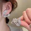 Pendientes de Flor de Zircón Perla Aguja de Plata Minimalistas Modernos Versátiles Elegantes Pendientes de Lujo Ligero Pendientes de Gama Alta Venta al por Mayor