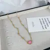 Joyería Transfronteriza Europea y Americana Collar de Acero Inoxidable Colgante de Flor Dulce Gargantilla de Cuentas Espaciadoras Moda Versátil Collar que No se Desvanece