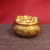 Adorno de Cuenco del Tesoro de Doble Pez de las Ocho Bendiciones de Latón, Cuenco del Tesoro Atractor de Riqueza Lleno de Lingotes, Artesanía Atractora de Riqueza para Escritorio de Entrada