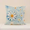 Funda de almohada con estampado de margaritas pequeñas Ventana saliente de dormitorio Cojín de girasol Sala de estar Juego decorativo Combinación Funda de cojín para sofá