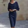 2026 Plataforma Independiente Europeo y Americano Transfronterizo Amazon Moda Cuello Oscilante Mangas de Murciélago Caídas Vestido de Longitud Media Ropa para Mujer