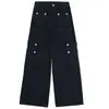Jeans de pierna ancha para mujer, color naranja juvenil # Diseño de bolsillo tridimensional abotonado, corte holgado, adelgazante, modernos, únicos, versátiles, pantalones de trabajo