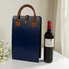 Dos Botellas de Vino Tinto Bolso de Mano Vino Doble Bolsa de Cuero Bandolera Bolsa de Vino Tinto Bolsa de Almacenamiento de Vino Caja Vacía de Regalo