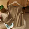 Novo Colete Reversível de Algodão e Linho Vintage 2025 para Mulheres, Top Solto Casual Versátil Fashionável Sem Mangas