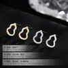 Brincos de Tarraxa de Prata S925 Vazados com Diamante Inlaid de Cabaça para Mulheres, Luxo Leve Banhado a Ouro K Popular Exquisito Joias de Prata Atacado