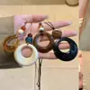 Novo Colar Pingente Anel de Pedra Âmbar Estilo Chinês Feminino Estilo Étnico Retro Corrente Longa para Suéter Nicho Versátil Corrente para Clavícula