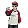 Camiseta de outono masculina com retalhos tricolores, nova 2026 estilo coreano moderna cool streetwear camada base blusa de puxar