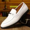 Amazon Aliexpress Venta Caliente Transfronterizo Talla Grande Zapatos de Cuero Transpirables Mocasines sin Cordones Estilo Británico Puntiagudos Zapatos de Boda 9091