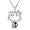 Collar Versátil de Plata de Ley S925 Transfronterizo Europeo y Americano con Doce Piedras de Nacimiento Colgante de Animal Gato Kitty de Dibujos Animados Amazon