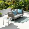 Cadeira de Rattan Minimalista Moderna para Pátio Exterior Lazer Varanda Impermeável Resistente ao Sol Sofá de Rattan com Encosto para Exterior