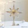Estrella para la Cima del Árbol con Luces Adorno 3D para Decoración del Árbol de Navidad Accesorios Estrella de Cinco Puntas Dorada con Brillo de Hierro Forjado Decoraciones Navideñas